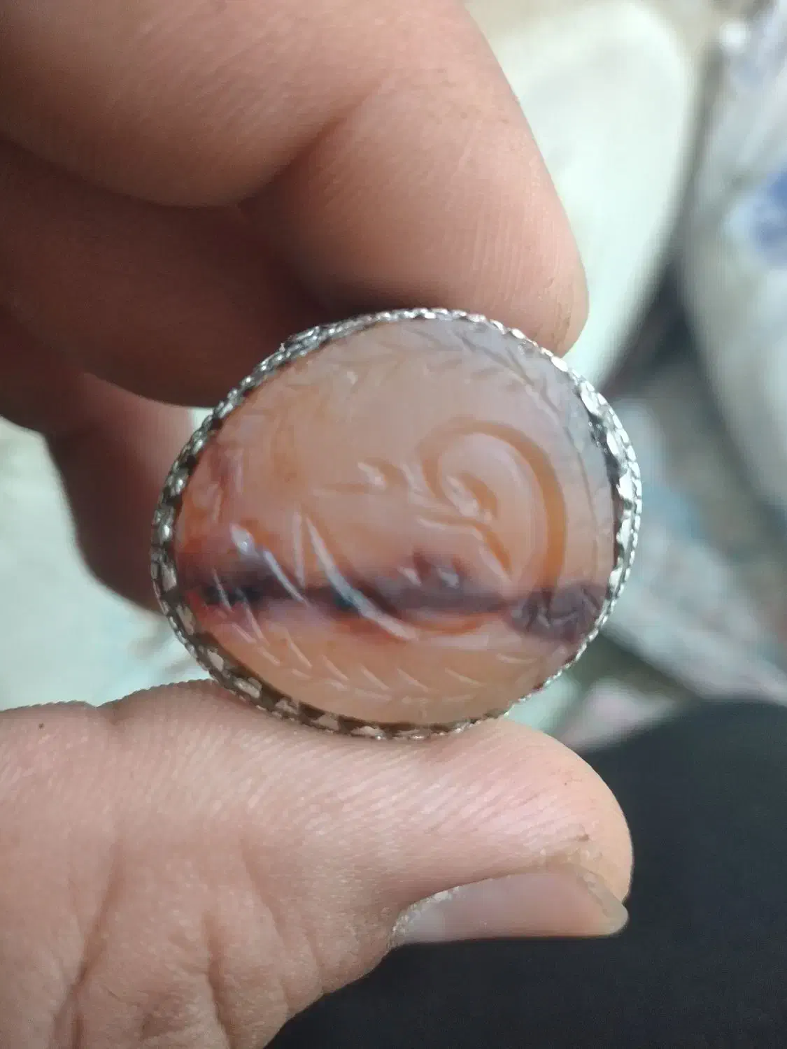 انگشتر نقره عقیق یمنی کهنه مصور|جواهرات|قم, جمکران|دیوار