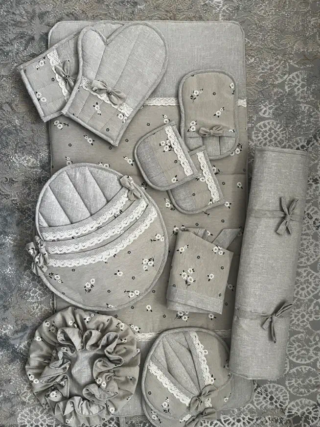 دوخت انواع ست پارچه ای آشپزخانه .جهیزیه|سفره، حوله، دستمال آشپزخانه|مریوان, |دیوار