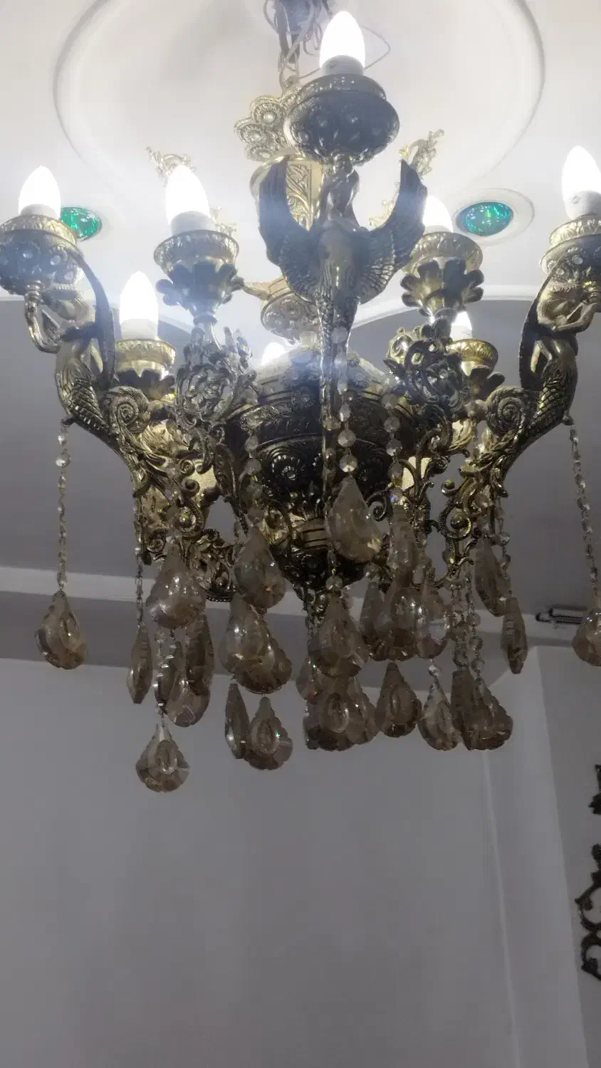 لوستر برنج اصل طرح فرشته ۱۰شاخه|لوستر و چراغ آویز|قرچک, شهرک طلائیه|دیوار