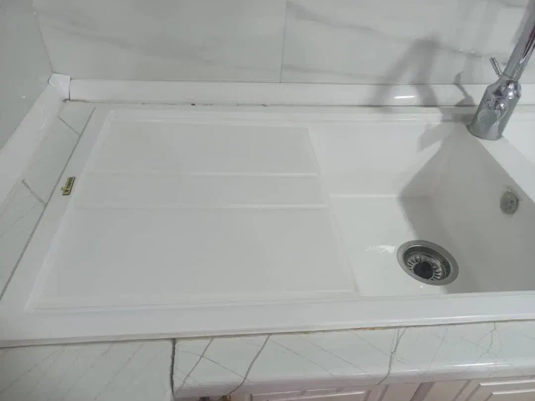 فروش سینک دوقولو سفید گرانیتی درحد نو|مصالح و تجهیزات ساختمان|شهرضا, |دیوار