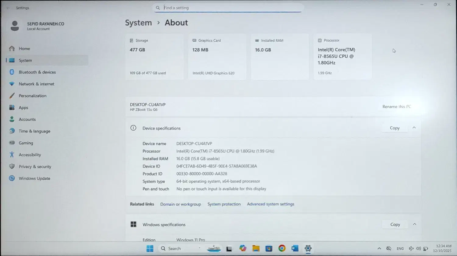 لپ تاپ hp zbook 15U G6 Cor i7 8565u|رایانه همراه|اردبیل, |دیوار