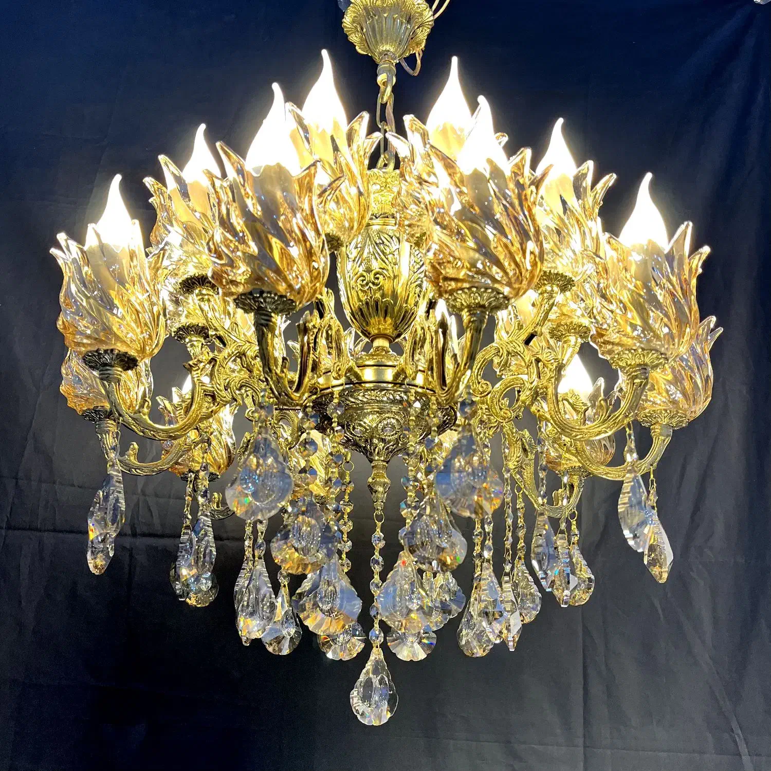 لوسترباربد برنجی ۱۰+۱۰ شاخه دوگل برنج tolid1212|لوستر و چراغ آویز|تهران, نعمت‌آباد|دیوار