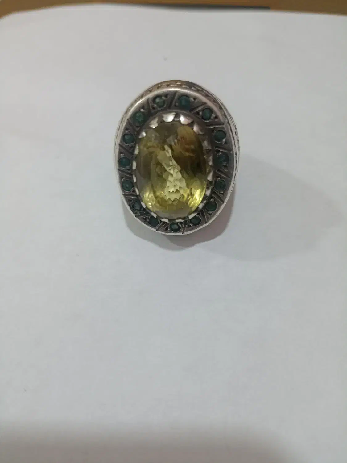 توپاز لیمویی با مخراجهای معدنی اصل ، رکاب دستساز|جواهرات|امیدیه, |دیوار