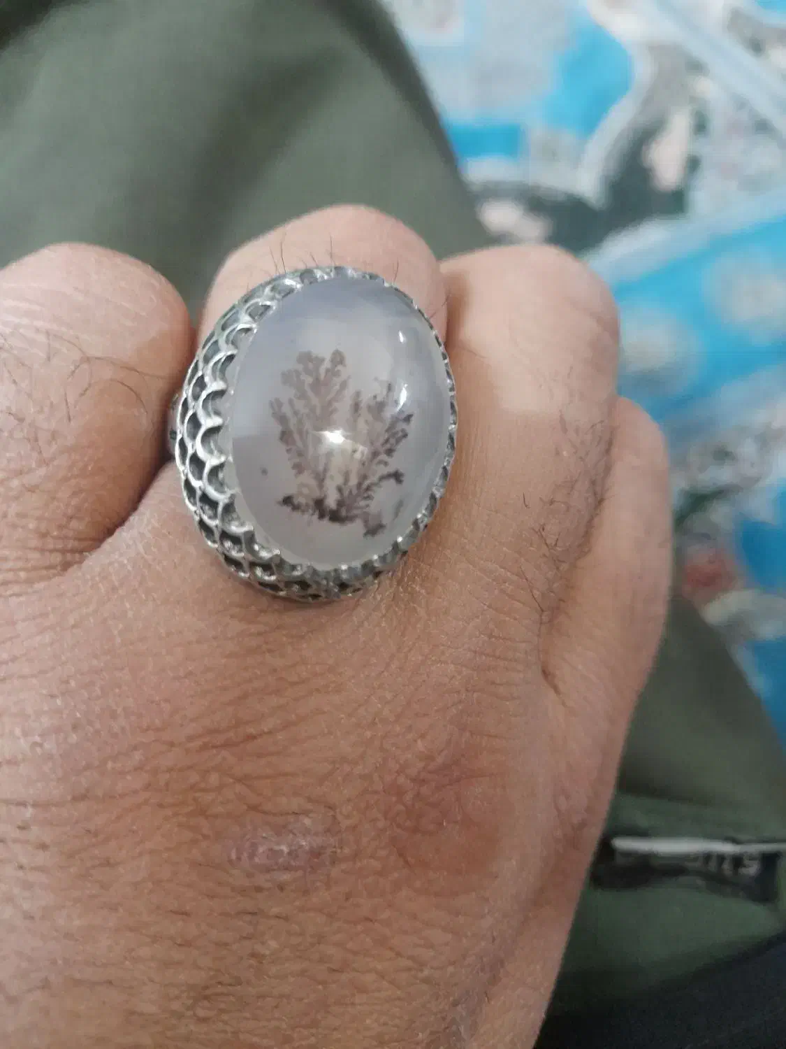 انگشتر نقره نگین شجر|جواهرات|اردبیل, |دیوار