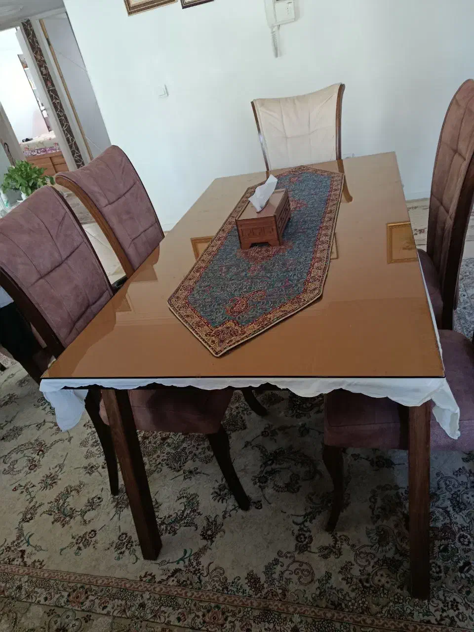 میزنهارخوری ۶نفره جنس چوب راش|میز و صندلی غذاخوری|پردیس, فاز ۲|دیوار