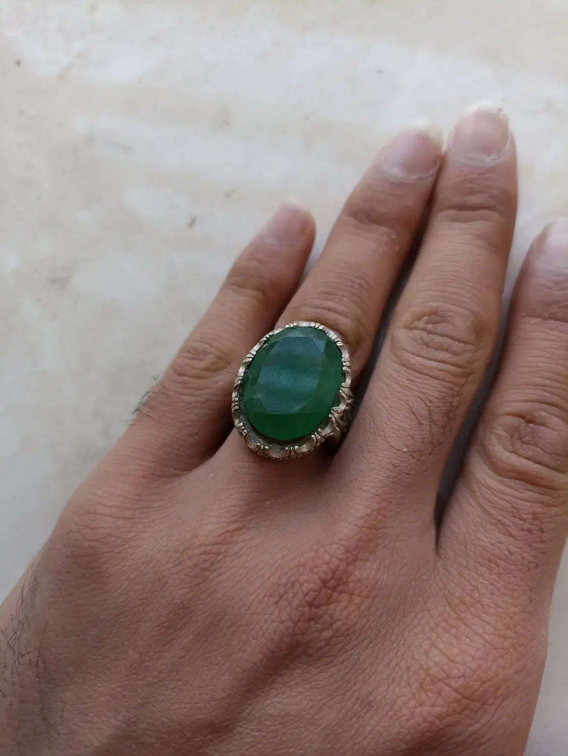 انگشتر فاخر زمرد و شرف الشمس کبیر حکاکی کار دست|جواهرات|کرمان, |دیوار