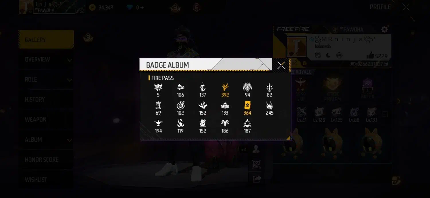 اکانت فری فایر لول 62|کنسول، بازی ویدئویی و آنلاین|گنبد کاووس, |دیوار