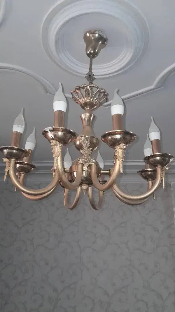 لوستر ۸ شعله ابکاری طلا  سالم|لوستر و چراغ آویز|شهریار, شهریار|دیوار