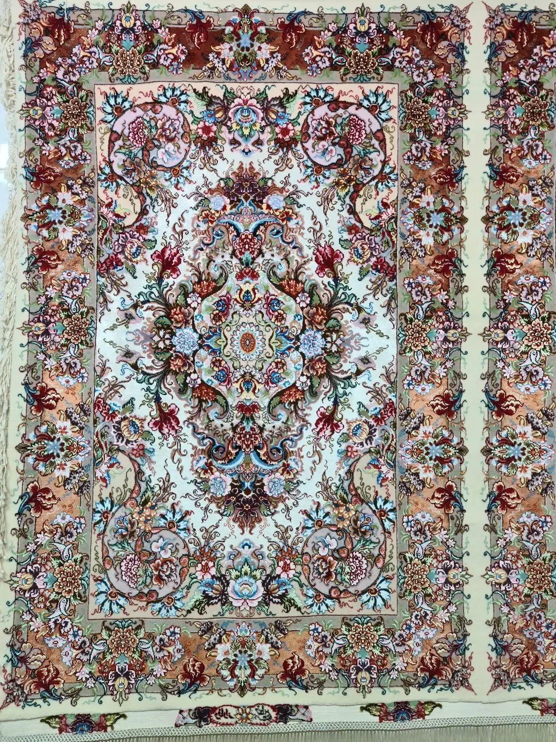 جفت زرنیم خطیبی رج ۵۰ کف ابریشم ، هدیه شب یلدا|فرش|تبریز, |دیوار