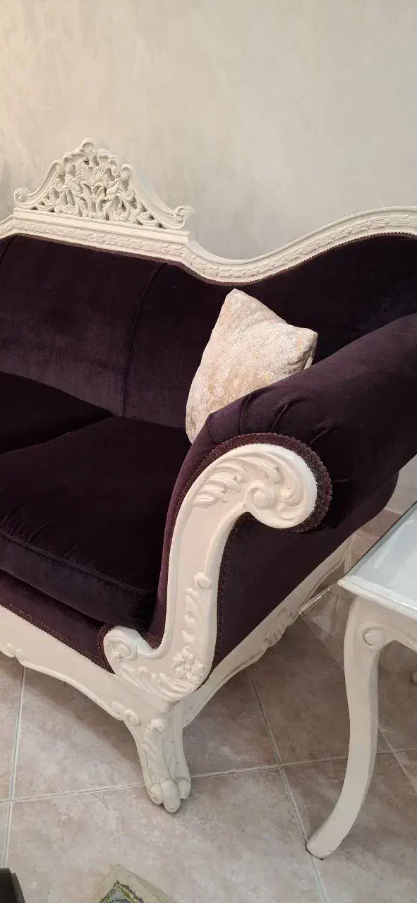 مبل نیم ست بادمجانی|مبلمان خانگی و میز عسلی|قزوین, |دیوار