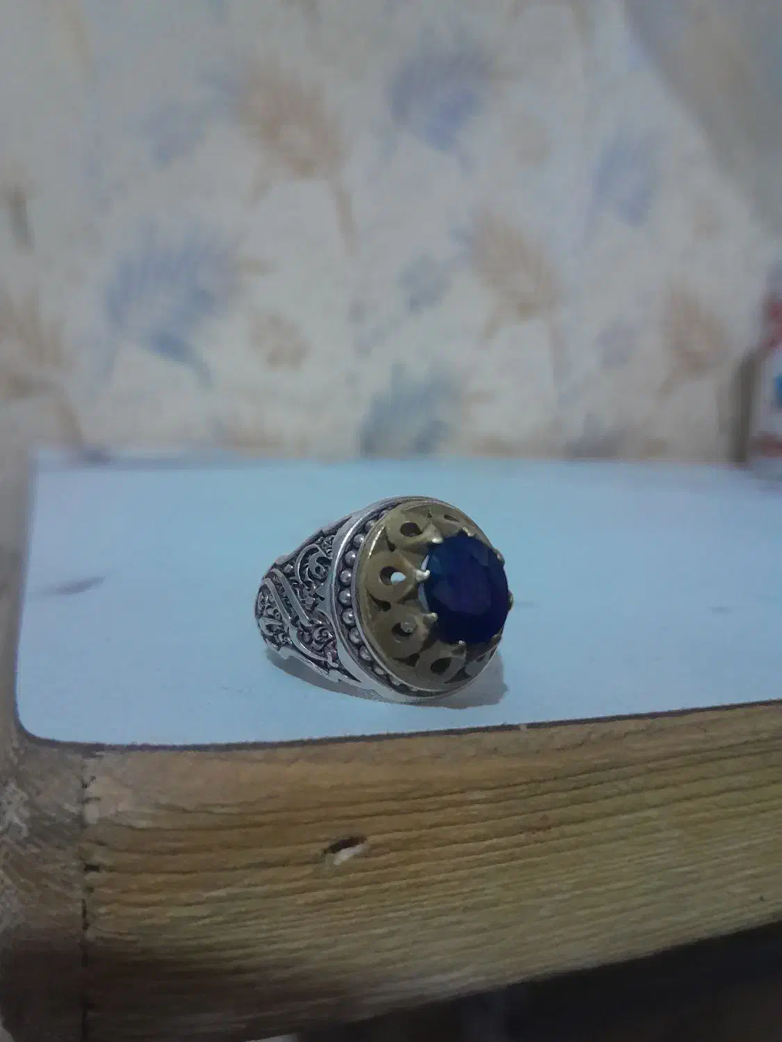 انگشتر یاقوت کبود قلمزنی|جواهرات|اهواز, بهارستان|دیوار