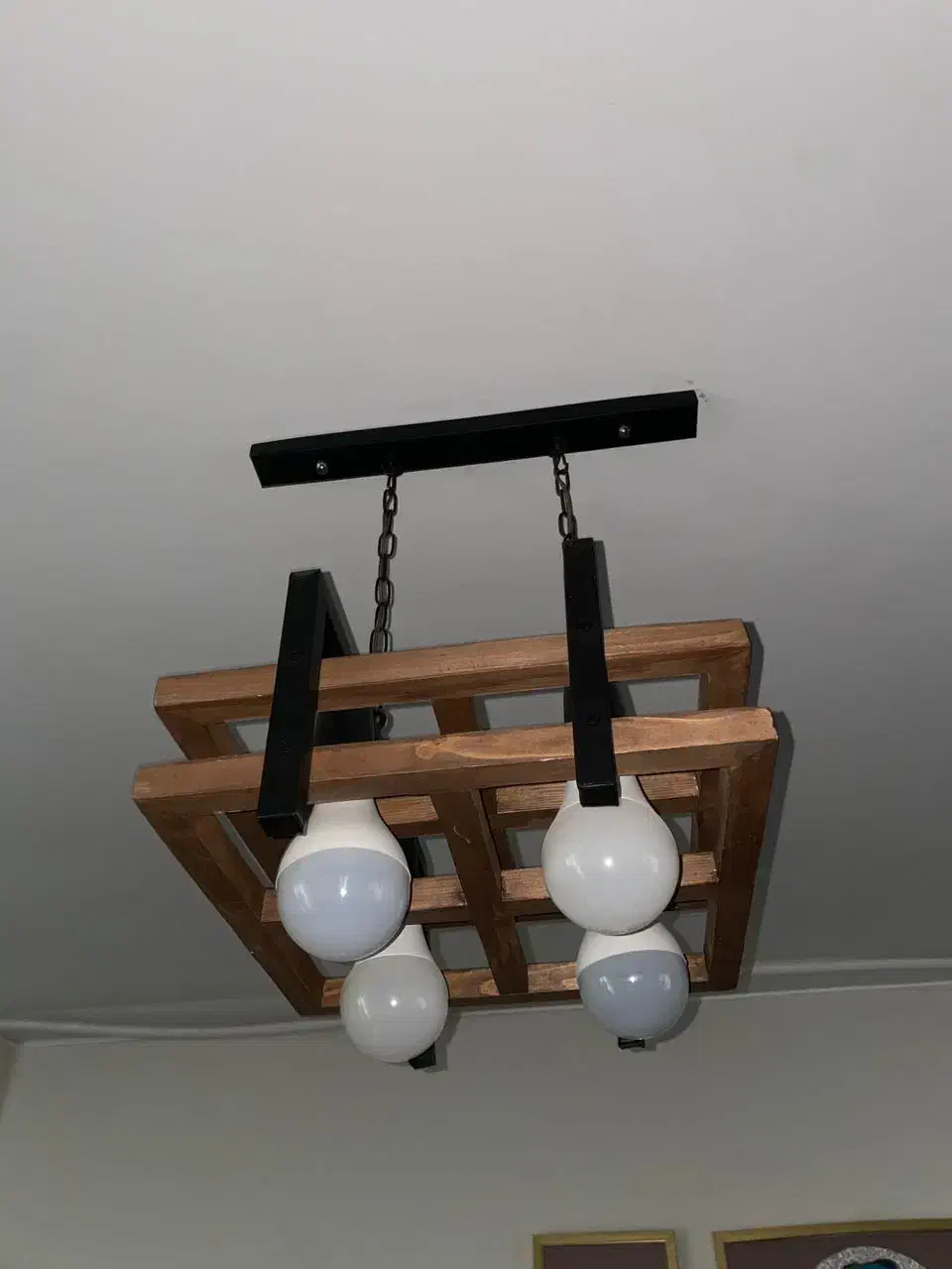 لوستر ، آویز چوبی فلزی|لوستر و چراغ آویز|اصفهان, چرخاب|دیوار