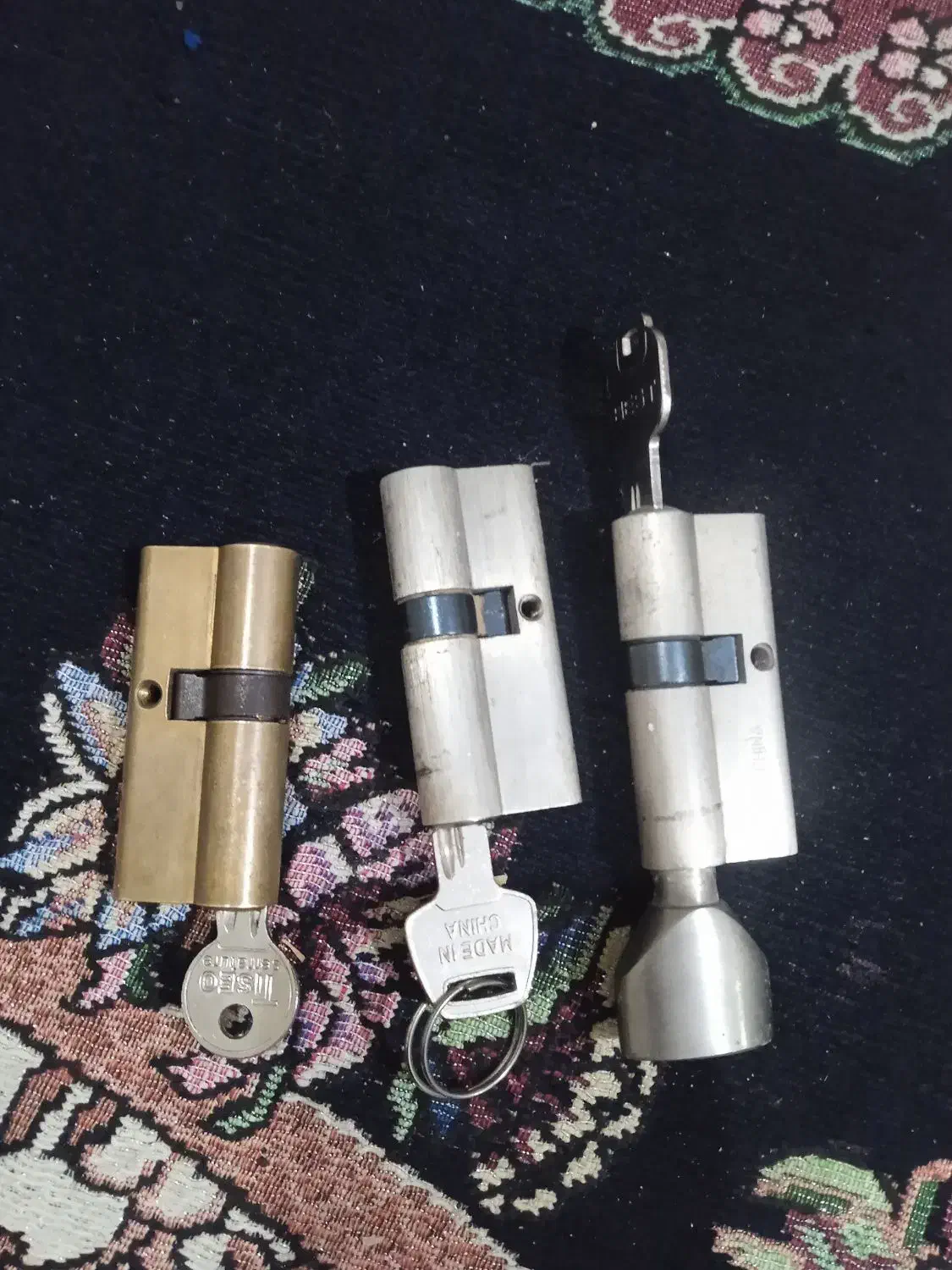 ۳عدد مغزی برنجی قفل با کلید|ابزارآلات|خرم‌آباد, |دیوار