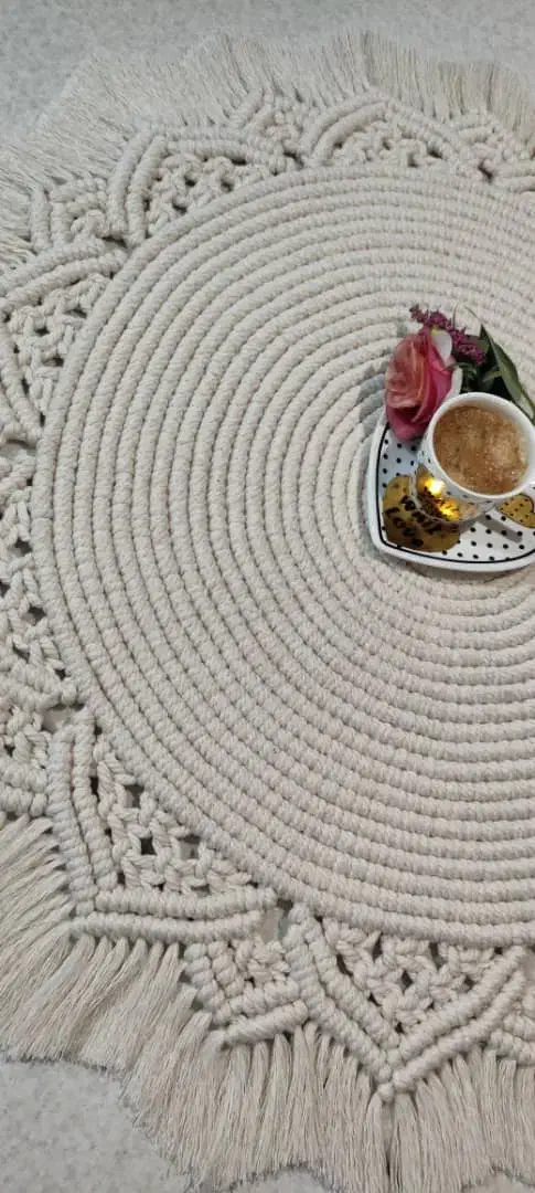 رومیزی گرد مکرومه|صنایع دستی و سایر لوازم تزئینی|تهران, شهرک رضویه|دیوار