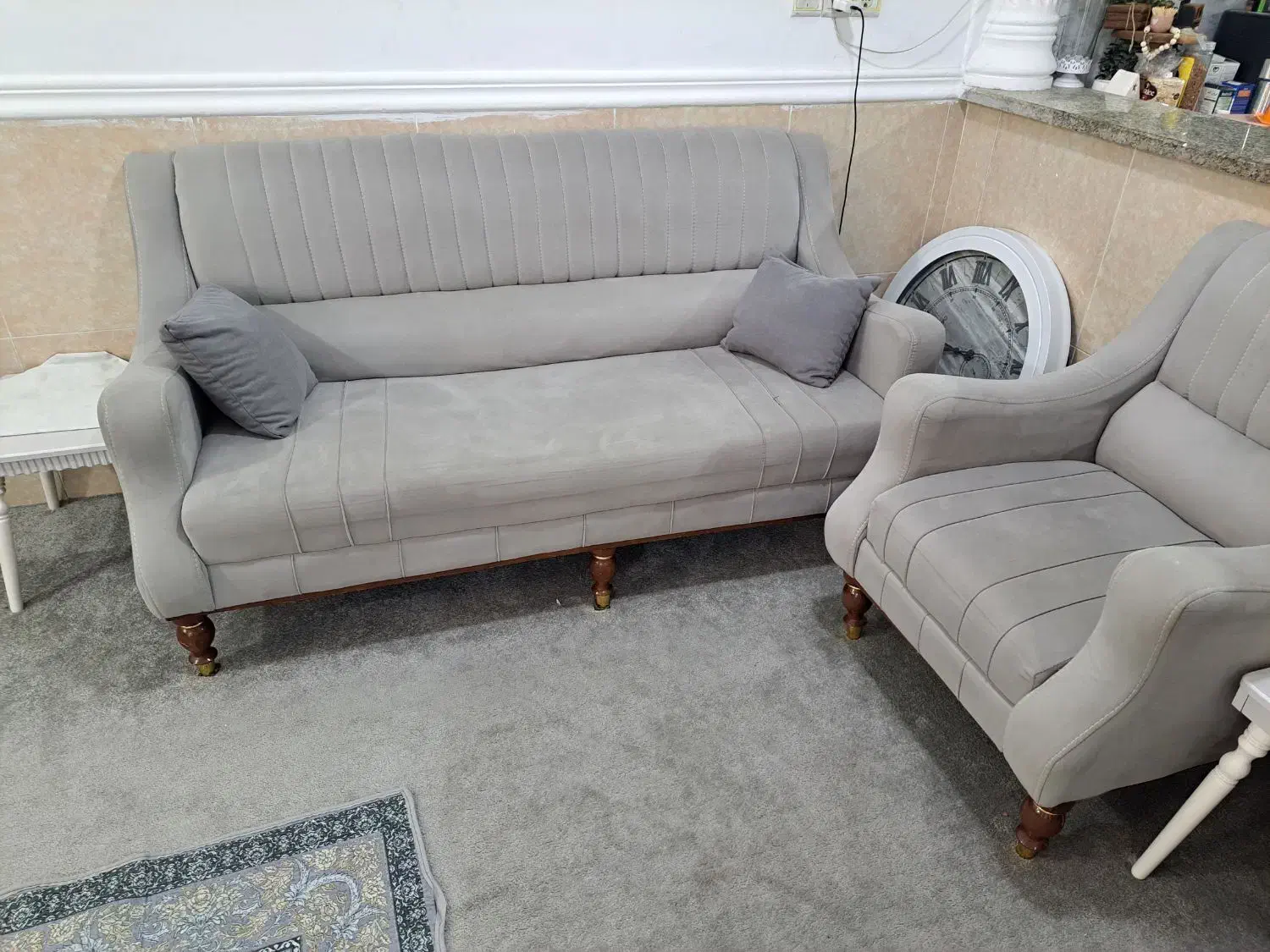 مبل ۷ نفره طوسی|مبلمان خانگی و میز عسلی|برازجان, |دیوار