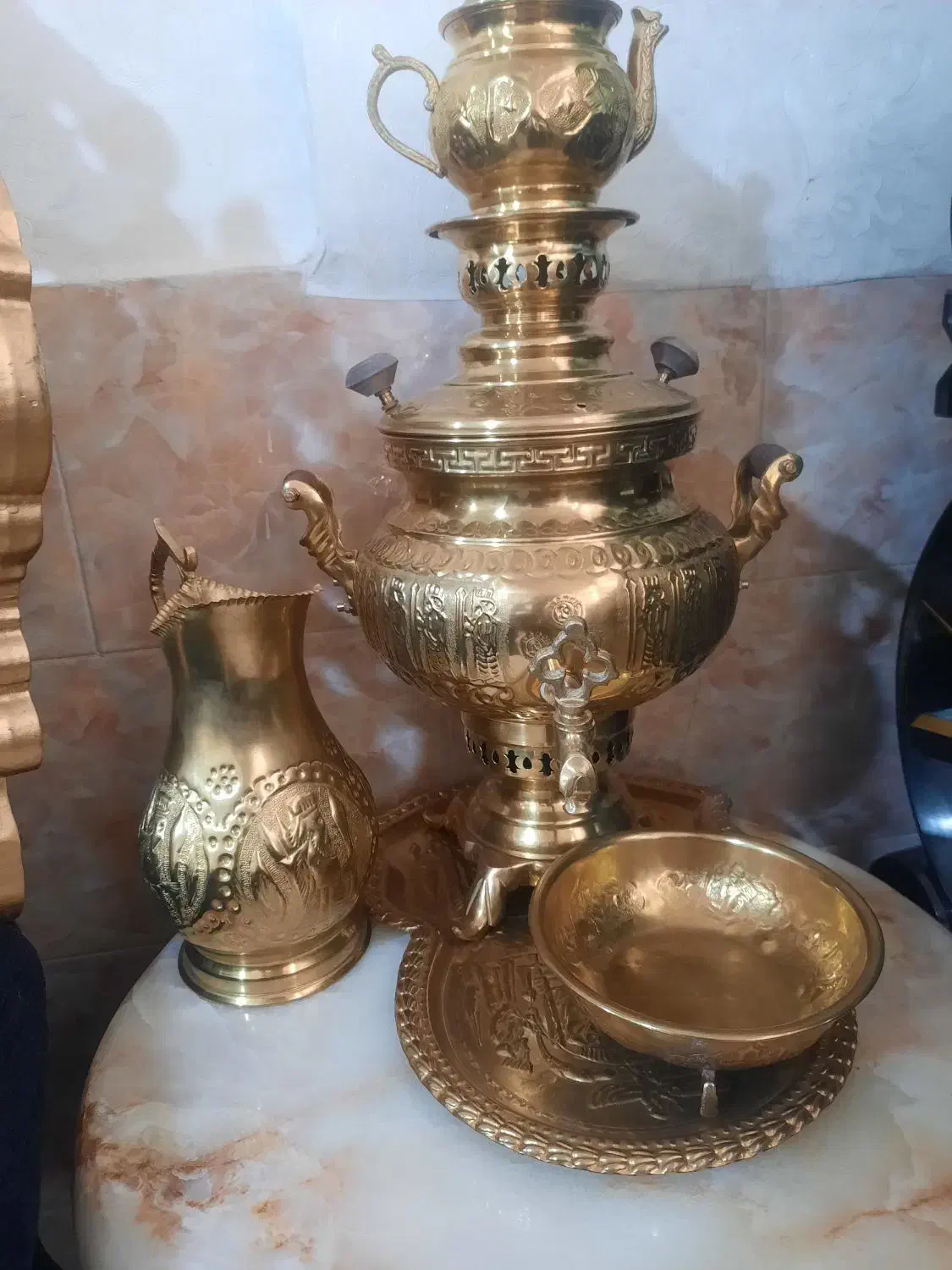 سماورزغالی و میز خاطره|صنایع دستی و سایر لوازم تزئینی|ری, شهرک نظامی|دیوار