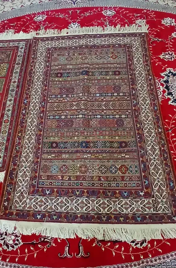 گلیم سوزنی شیرکی پیچ|گلیم، جاجیم، گبه|سیرجان, |دیوار