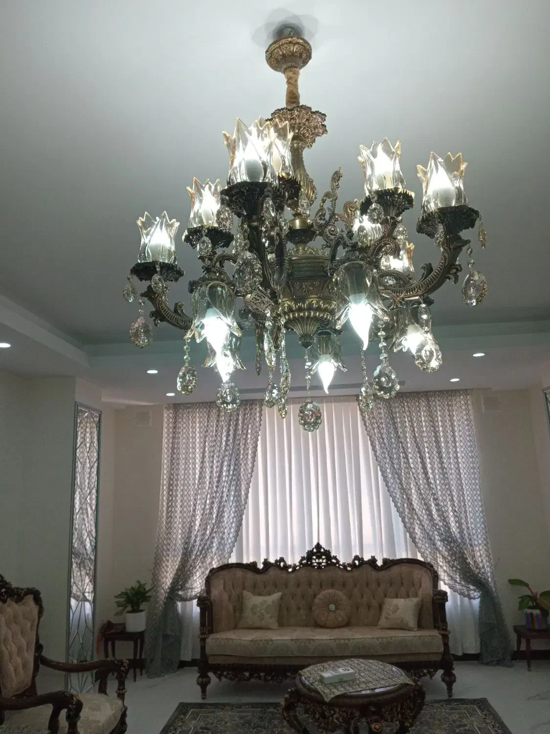 لوستر ۱۰ شاخه شامپاینی|لوستر و چراغ آویز|شهریار, شهریار|دیوار