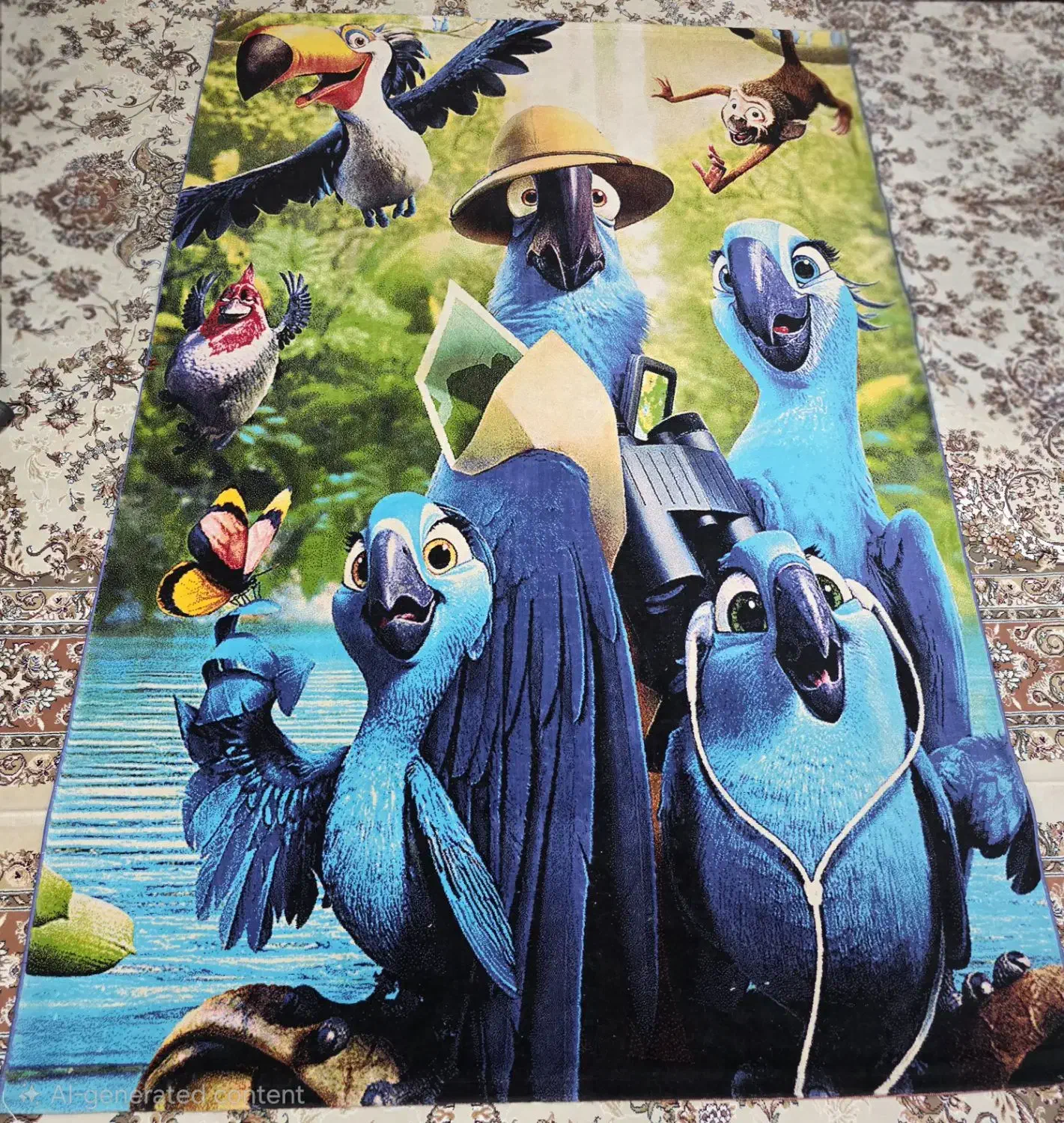 فرش ماشینی زانیس  ماداگاسکار زمینه سبزآبی|فرش|اصفهان, همدانیان|دیوار