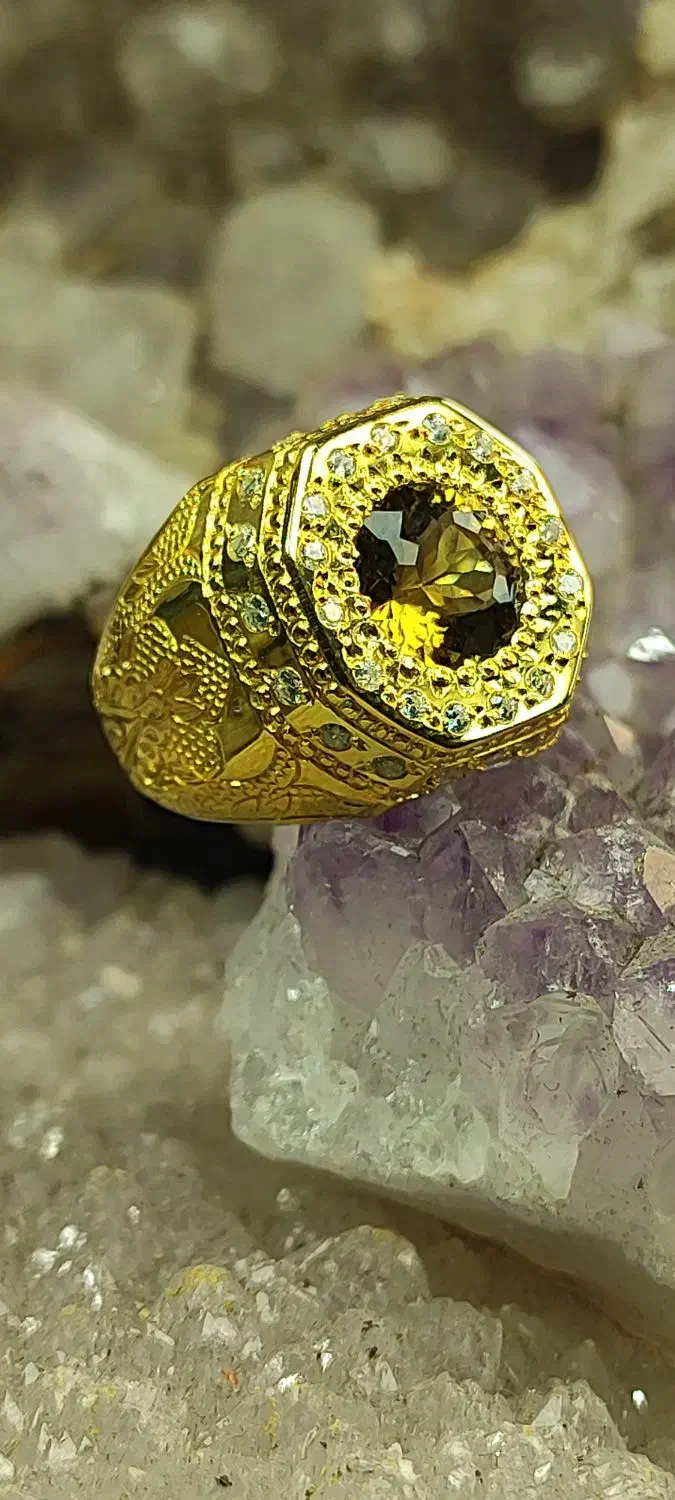 انگشتر سیترین جواهر تمام ابکاری طلا۱۸ عیار کد ۷۷۷|جواهرات|اصفهان, شیخ اشراق|دیوار