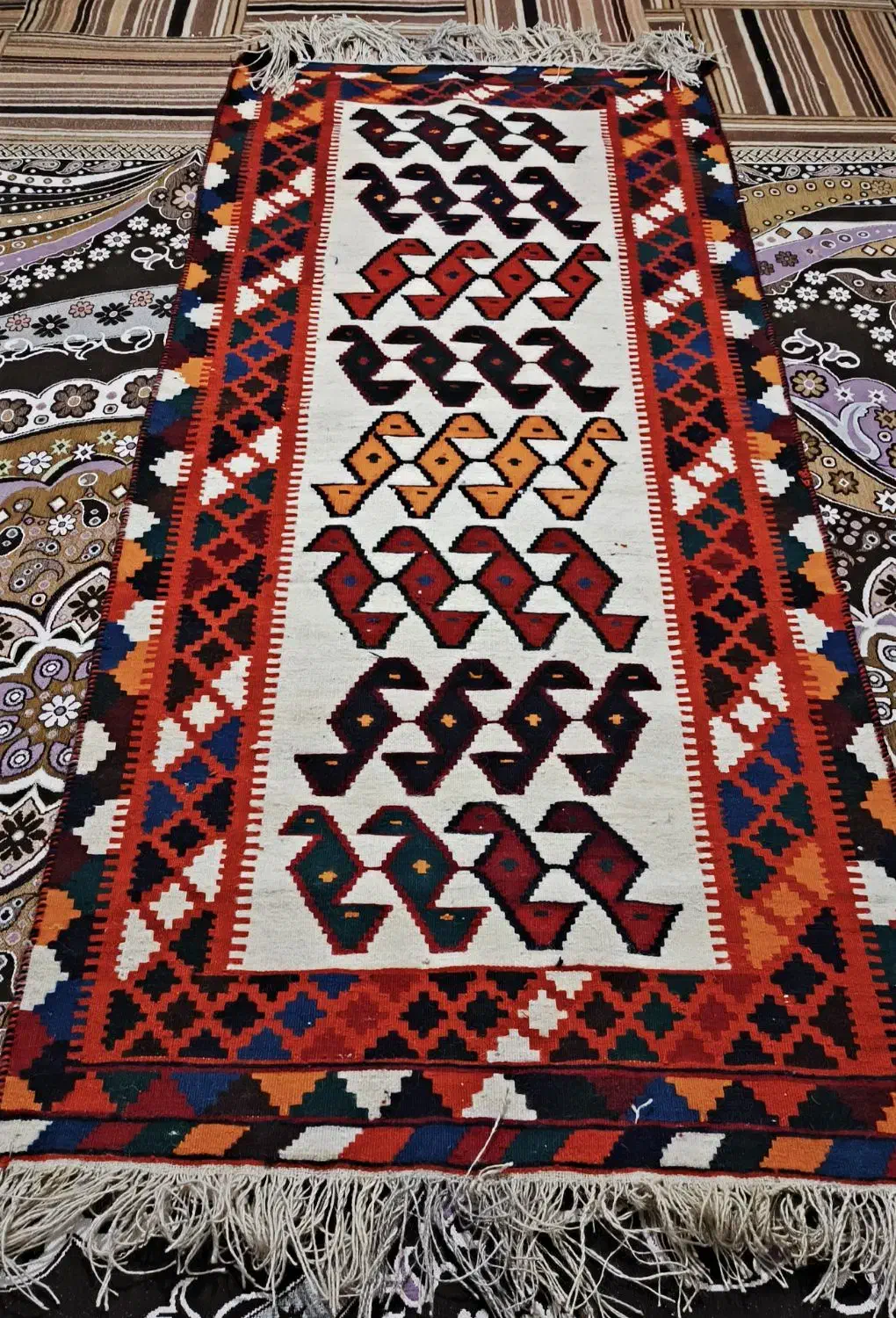 گلیم دستباف قشقایی|گلیم، جاجیم، گبه|جره و بالاده, |دیوار