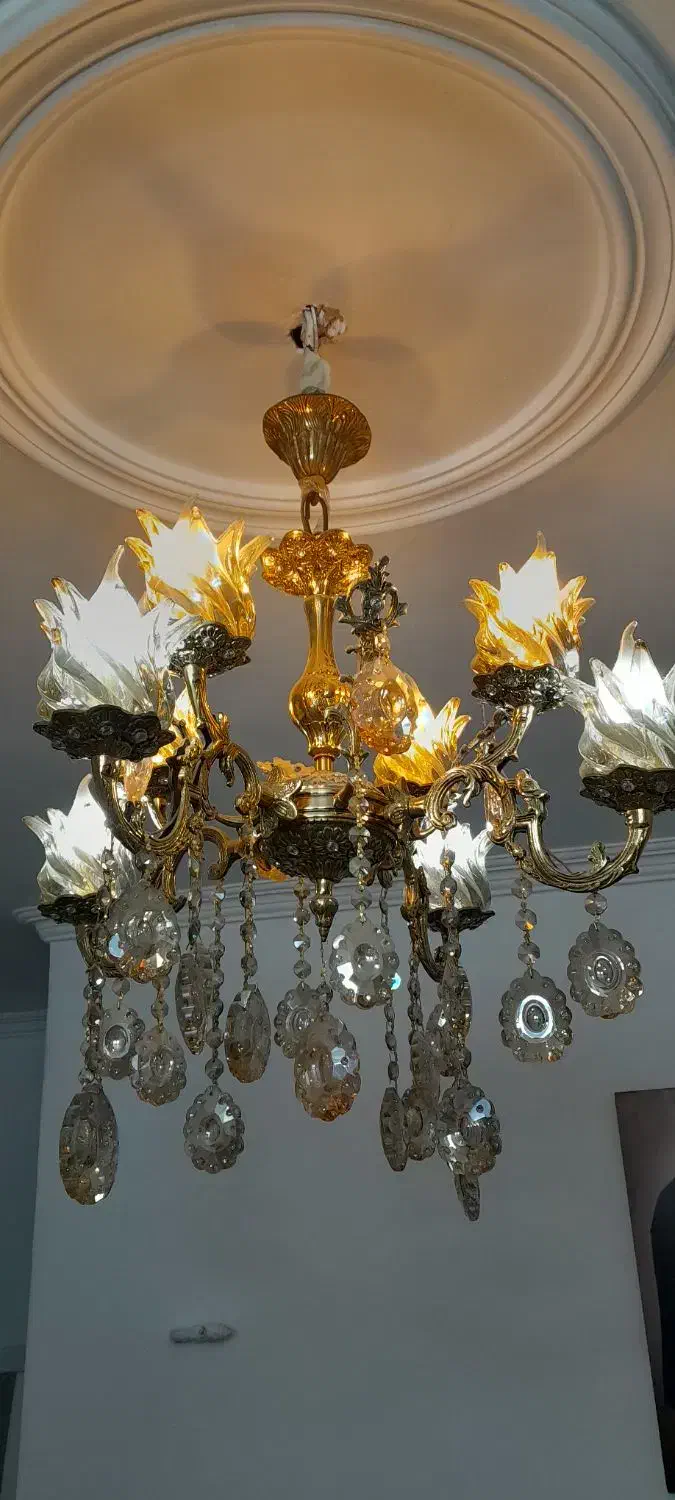 لوستر برنجی ۸ شعله|لوستر و چراغ آویز|تهران, اتابک|دیوار