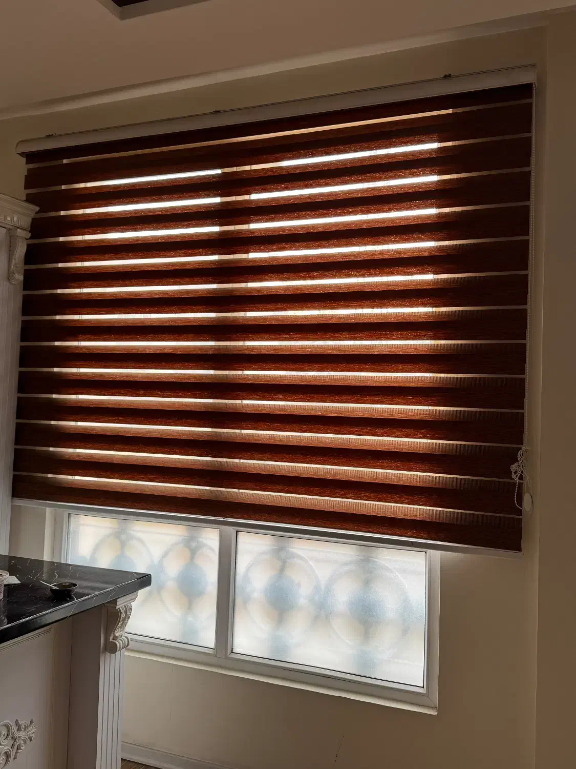 پرده زبرا قهوه‌ای|پرده، رانر، رومیزی|مشهد, چهارچشمه|دیوار