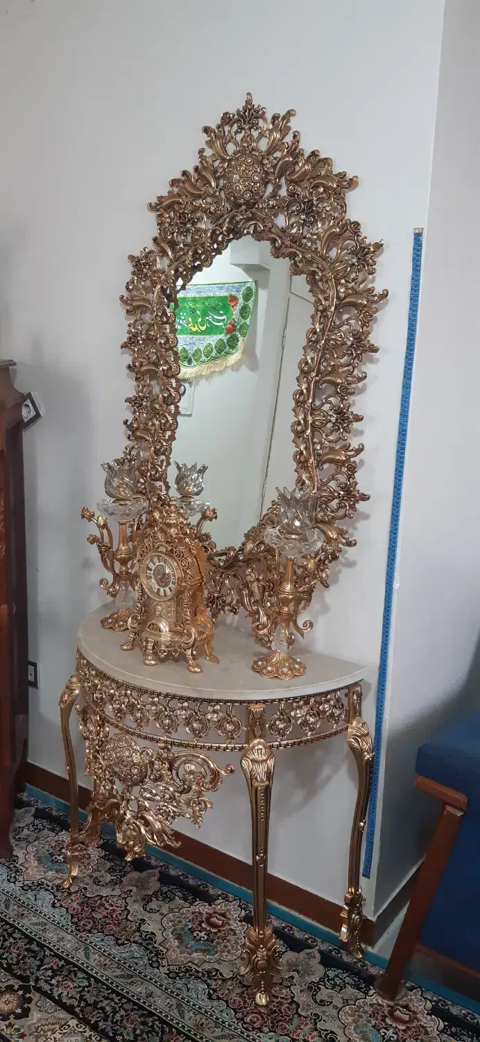 آینه شمعدان آلومینیوم طرح برنز|آینه|قم, پردیسان|دیوار