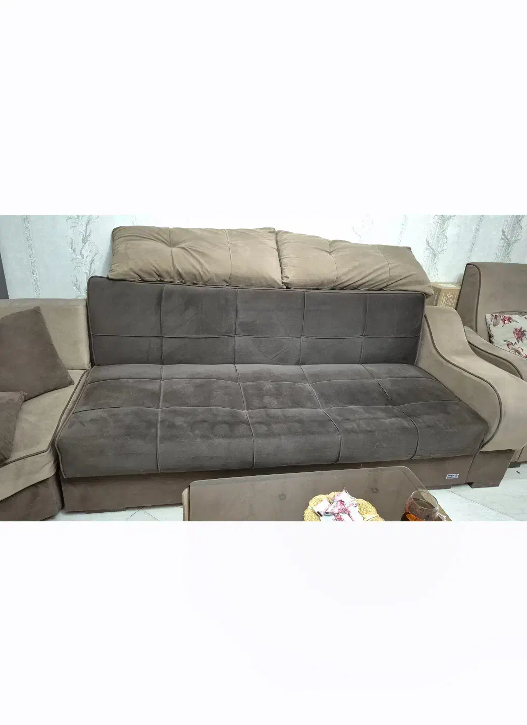 مبل راحتی ۷نفره  ال تختخواب شو همراه پاف|مبلمان خانگی و میز عسلی|تهران, نیروی دریایی|دیوار