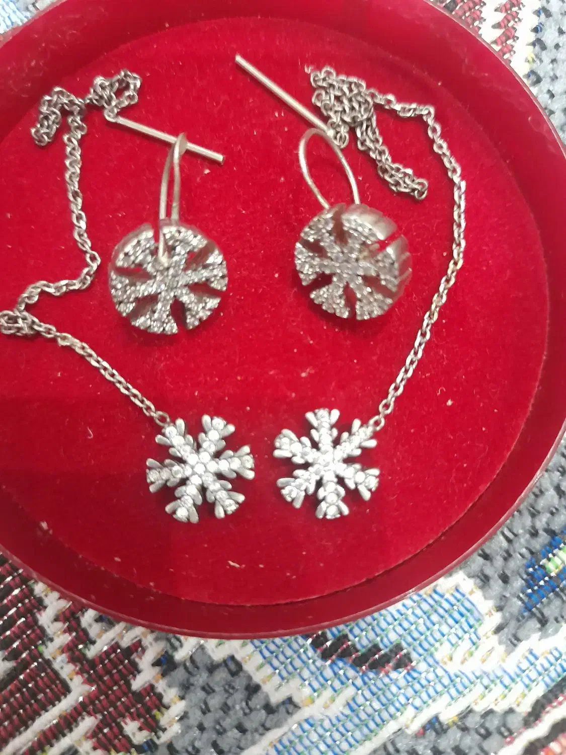 دو جفت گوشواره نقره ۹۲۵ شیک طرح دونه برف|جواهرات|قزوین, |دیوار