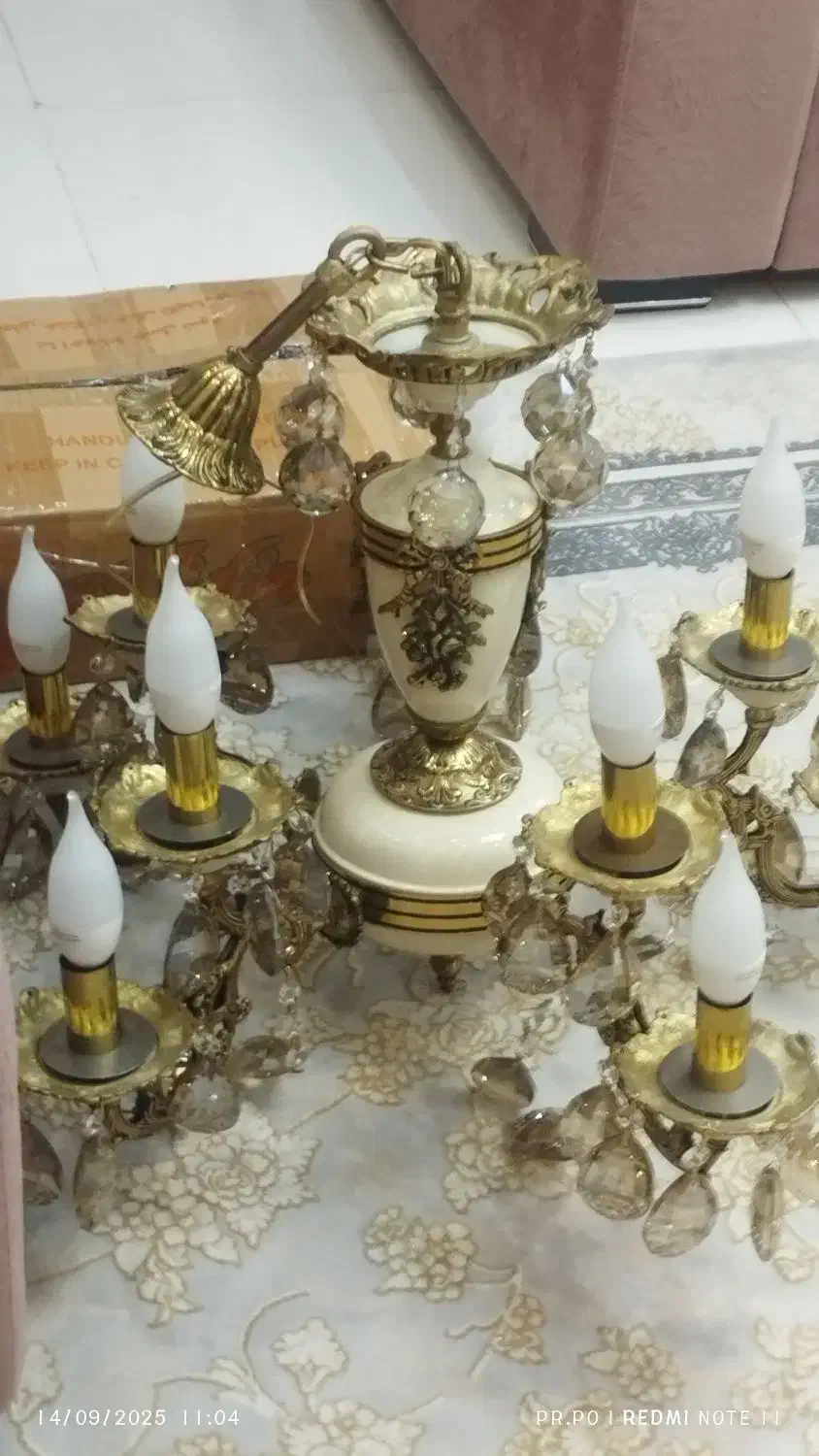 یک عدد لوستر شیک( برنز اصل تایید گالری برنز رز )|لوستر و چراغ آویز|سنندج, |دیوار