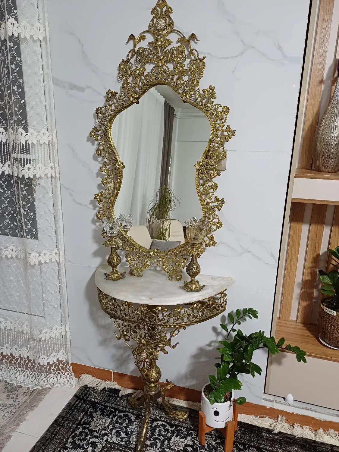 آینه و شمدان برنز|صنایع دستی و سایر لوازم تزئینی|نهاوند, |دیوار