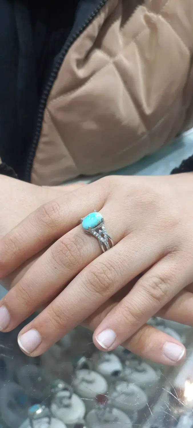 انگشتر نقره زنونه فیروزه نیشابوری|جواهرات|نیشابور, محله میدان باغات|دیوار