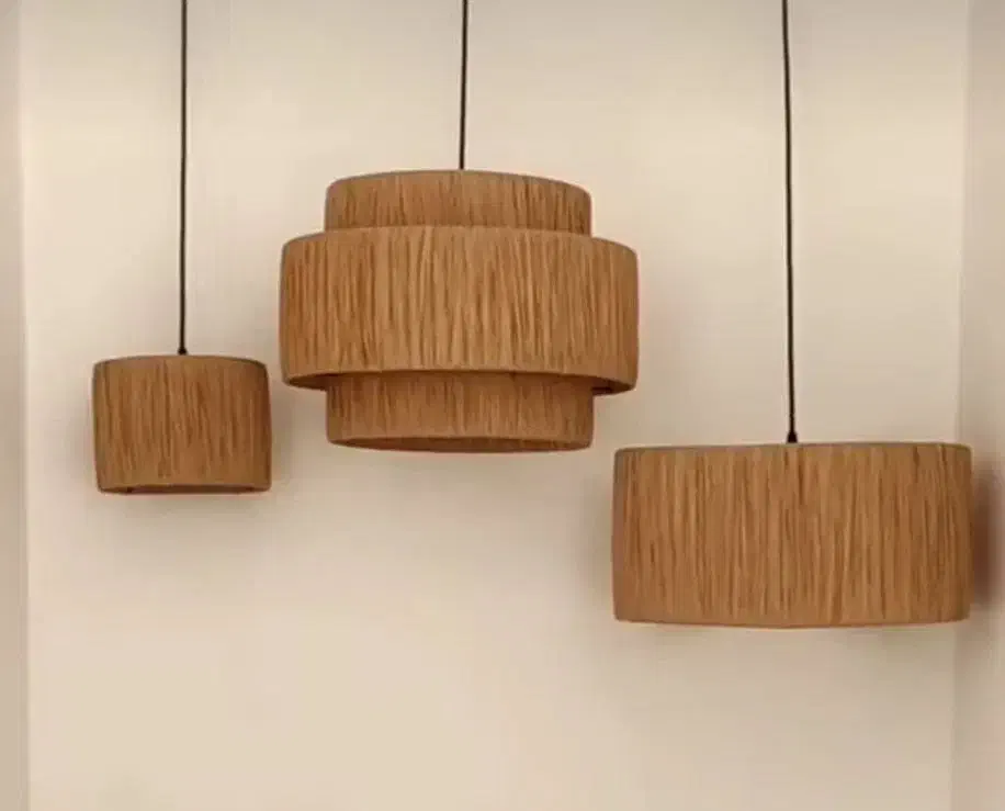 لوستر و آباژور دستساز با رافیا سبک بوهو و طبیعی|لوستر و چراغ آویز|کرج, مهرویلا شمالی|دیوار