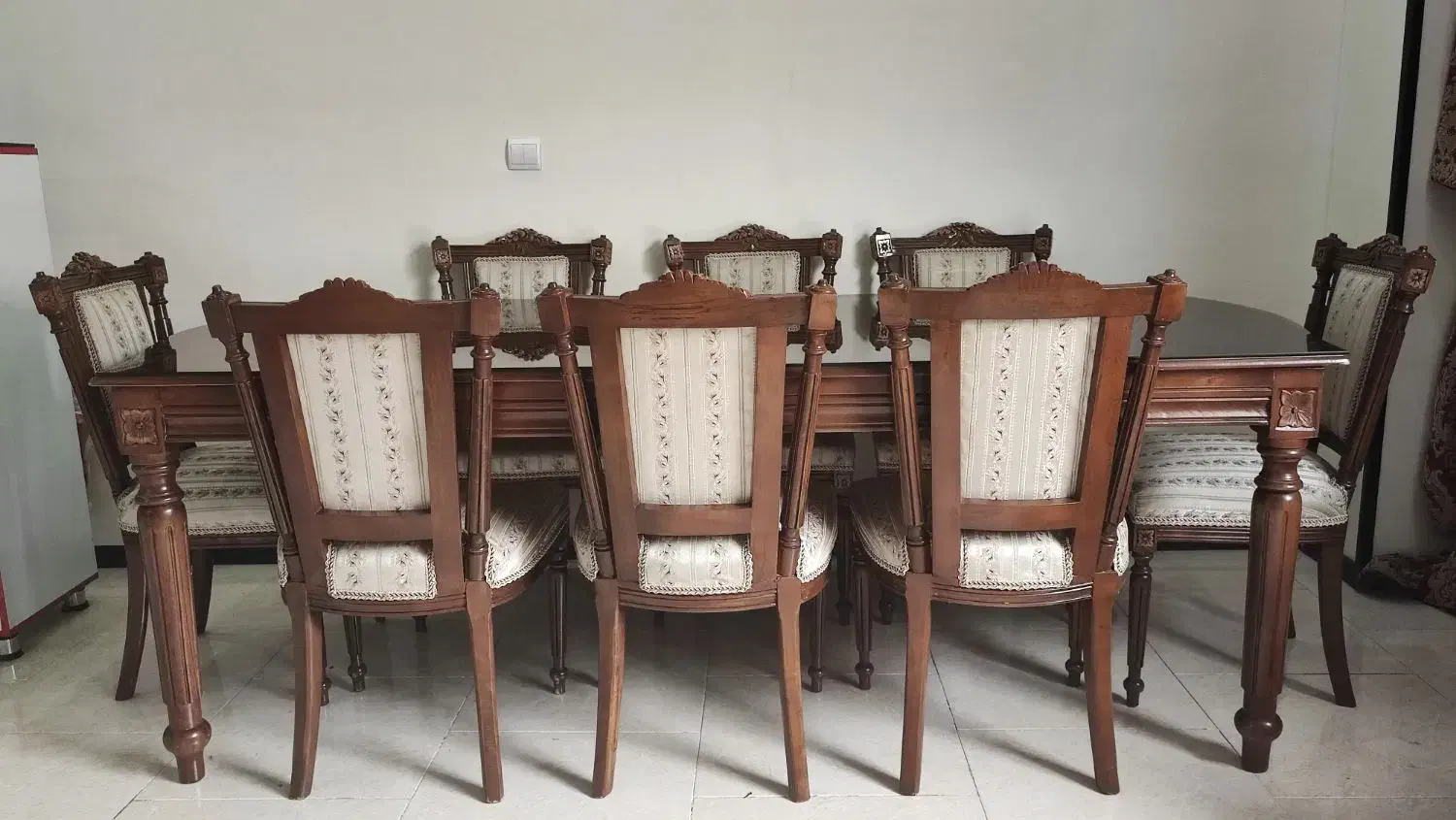 سرویس ناهارخوری ۸ نفره چوبی منبتکاری شده|میز و صندلی غذاخوری|پردیس, فاز ۸|دیوار