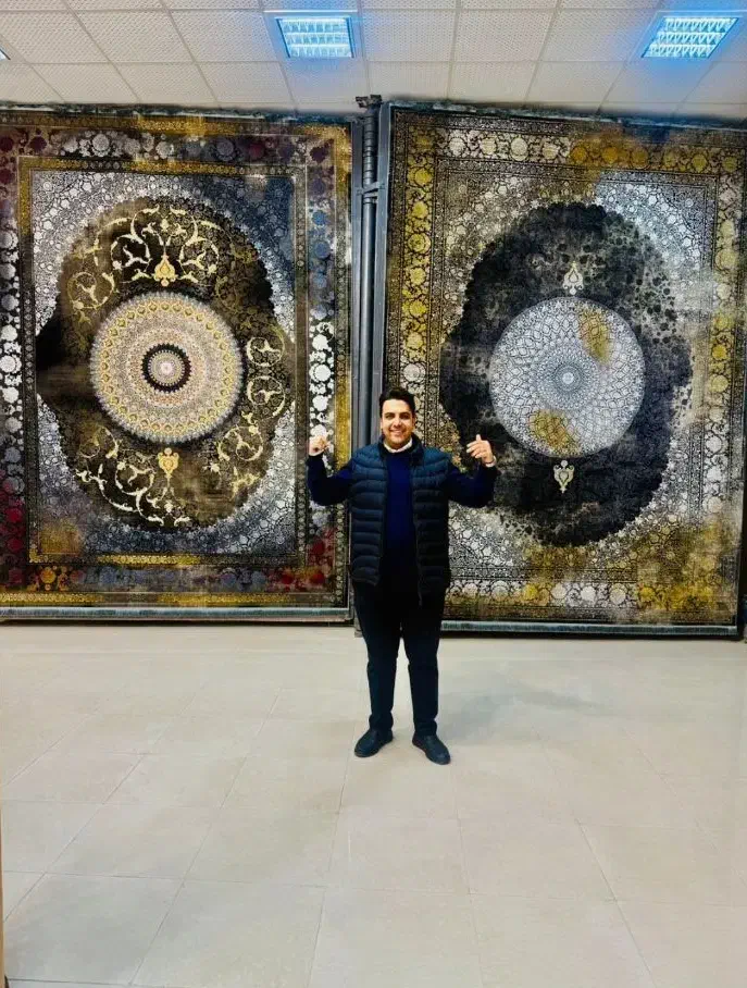 سلین مدادی رنگ و طوسی اسلیمی فرش۱۲۵۰شانه|فرش|بوشهر, |دیوار