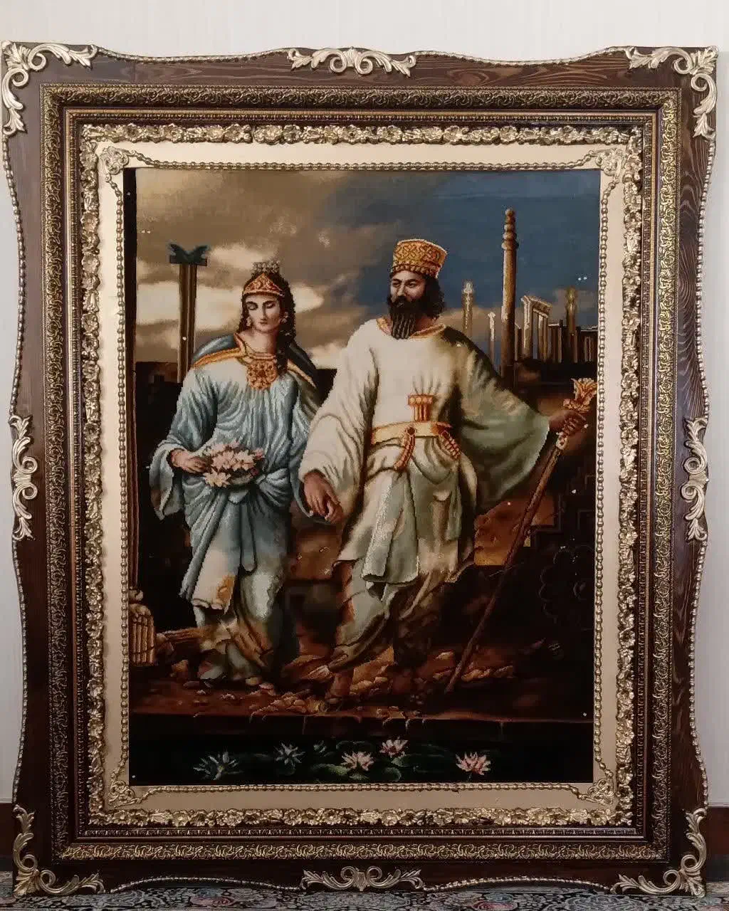 تابلو فرش دست بافت کوروش و ماندانا|تابلو فرش|ایجرود, |دیوار