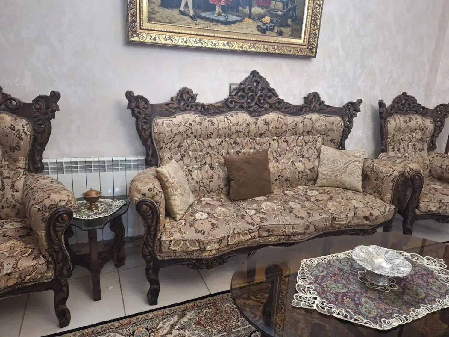 مبل استیل(سلطنتی) ۹ نفره|مبلمان خانگی و میز عسلی|قم, سراجه|دیوار