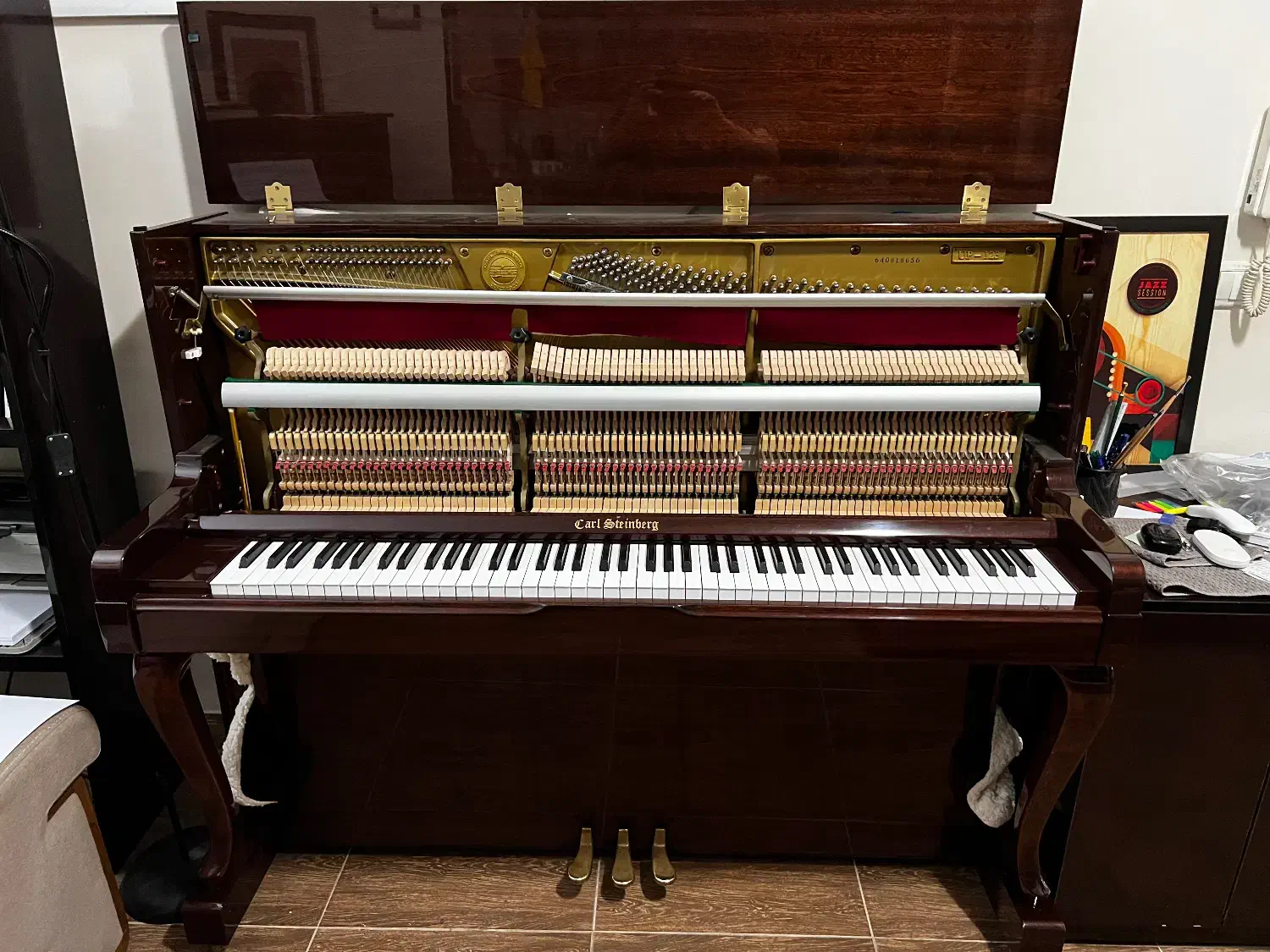پیانو Carl Steinberg 123cm|پیانو، کیبورد، آکاردئون|جم, |دیوار