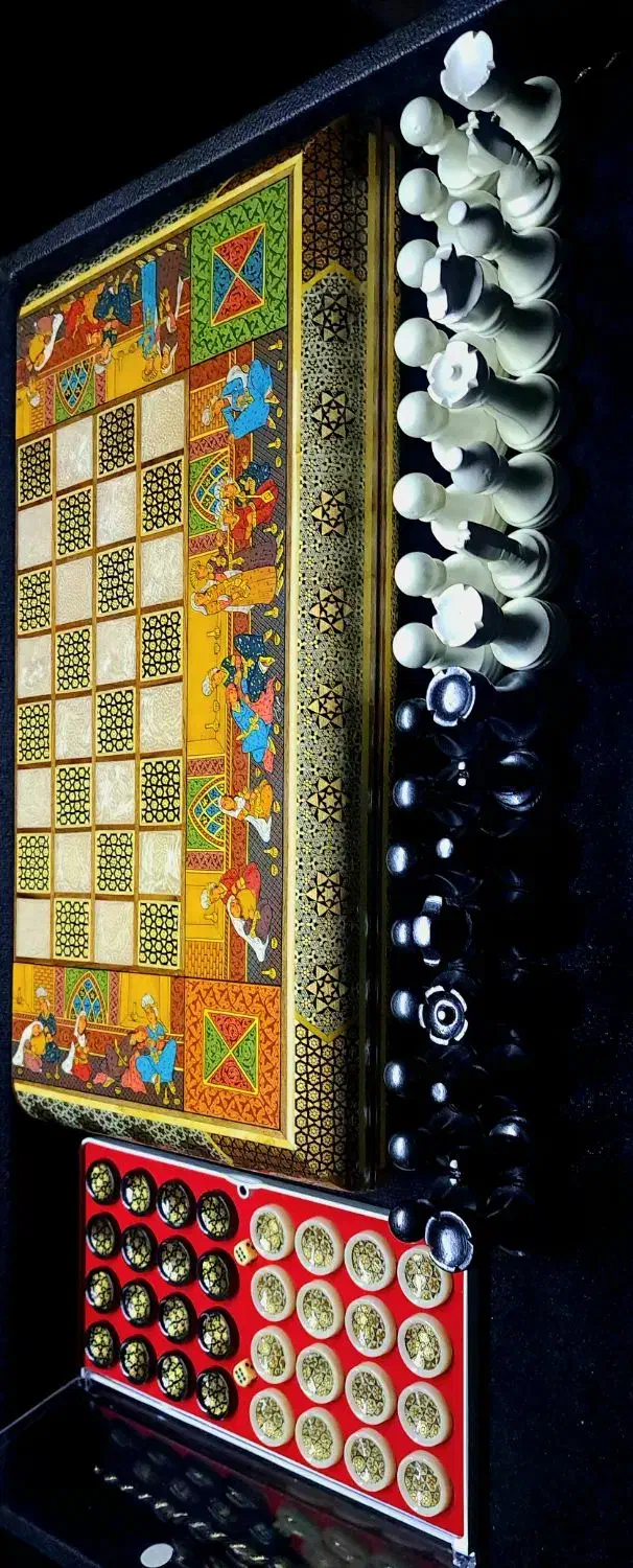 تخته نرد و صفحه شطرنج خاتم ( مجلس بزم قاجاری )|اسباببازی|تهران, تهرانسر غربی|دیوار