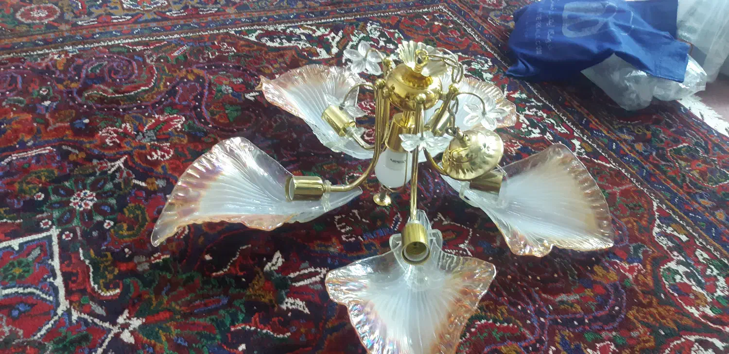 لوستر آب طلا۵شعله|لوستر و چراغ آویز|میانه, |دیوار