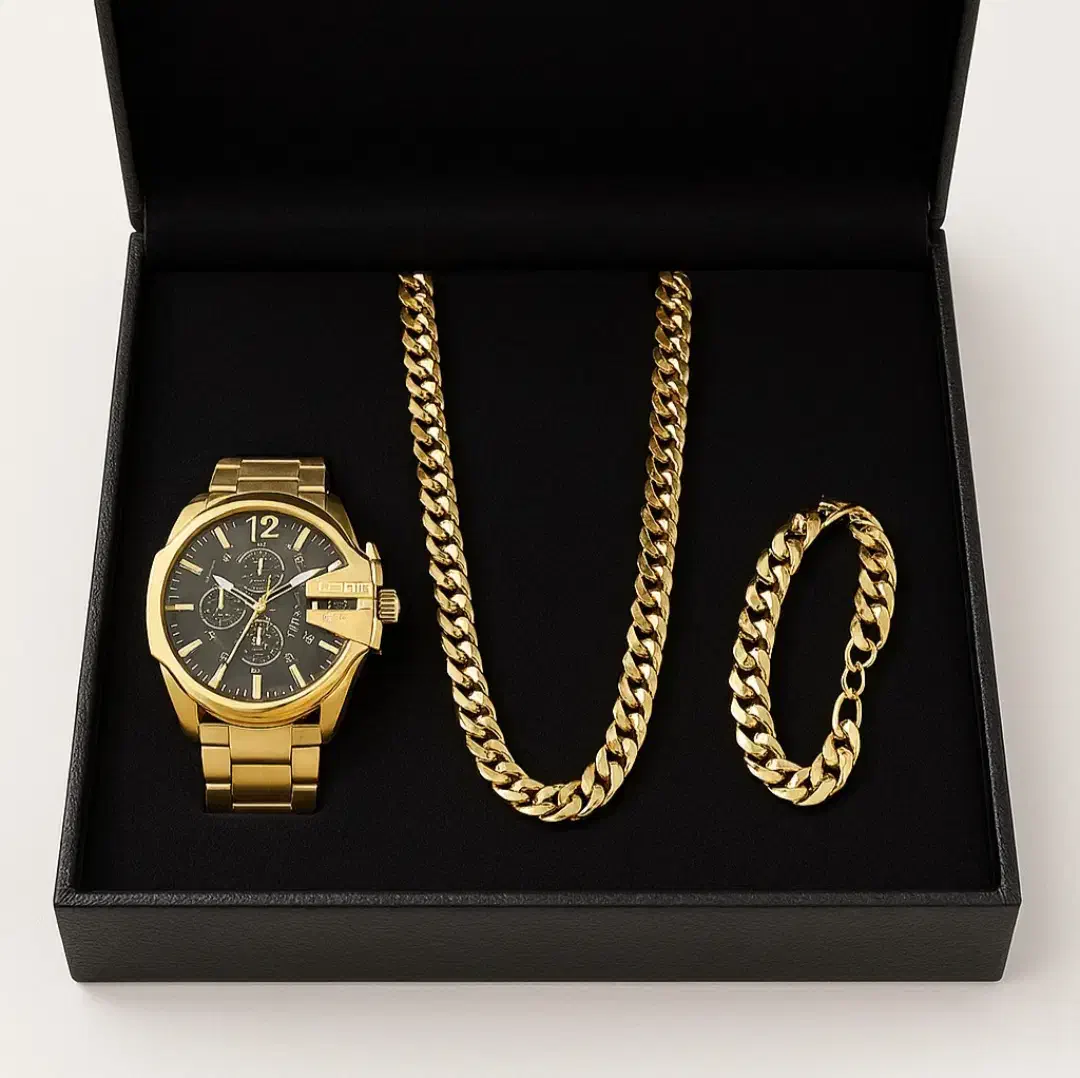 ساعت استیل به‌همراه گردنبند و دستبند ست|ساعت دیواری و تزئینی|رفسنجان, |دیوار