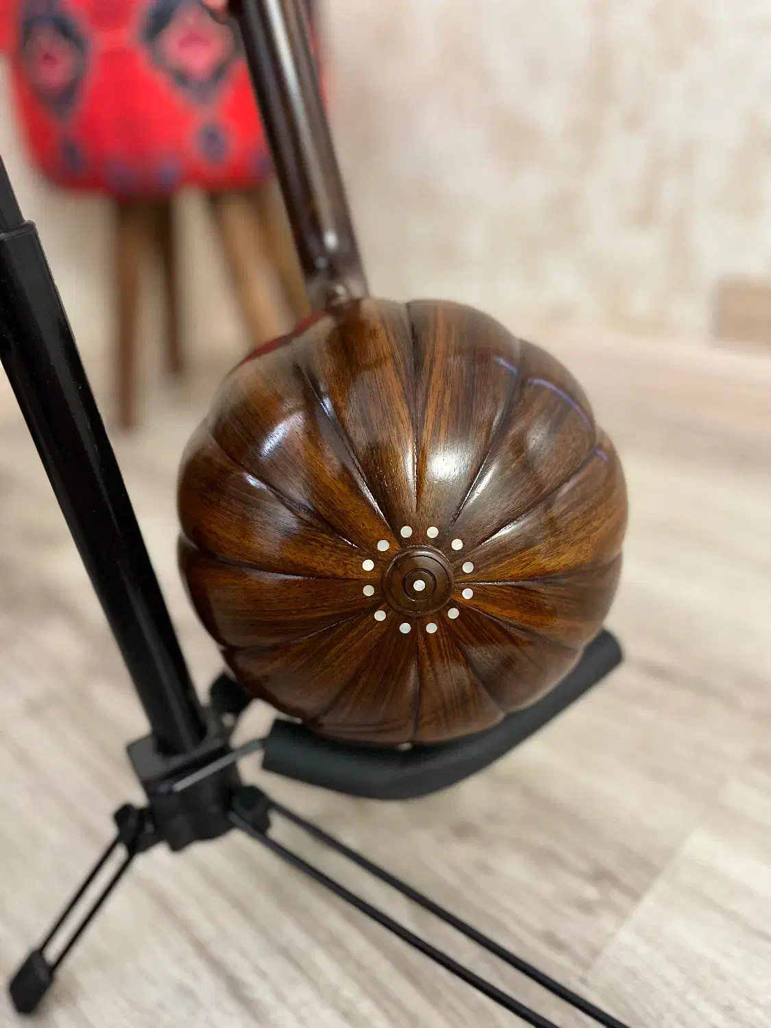 کمانچه دستساز داوود عطایی|سازهای سنتی|شیراز, دشت چنار|دیوار