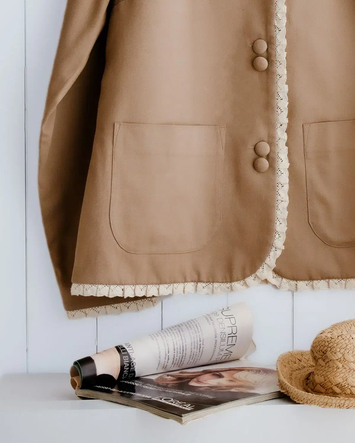 کت کتان نوار قلاب بافی|لباس|رشت, گلباغ نماز|دیوار