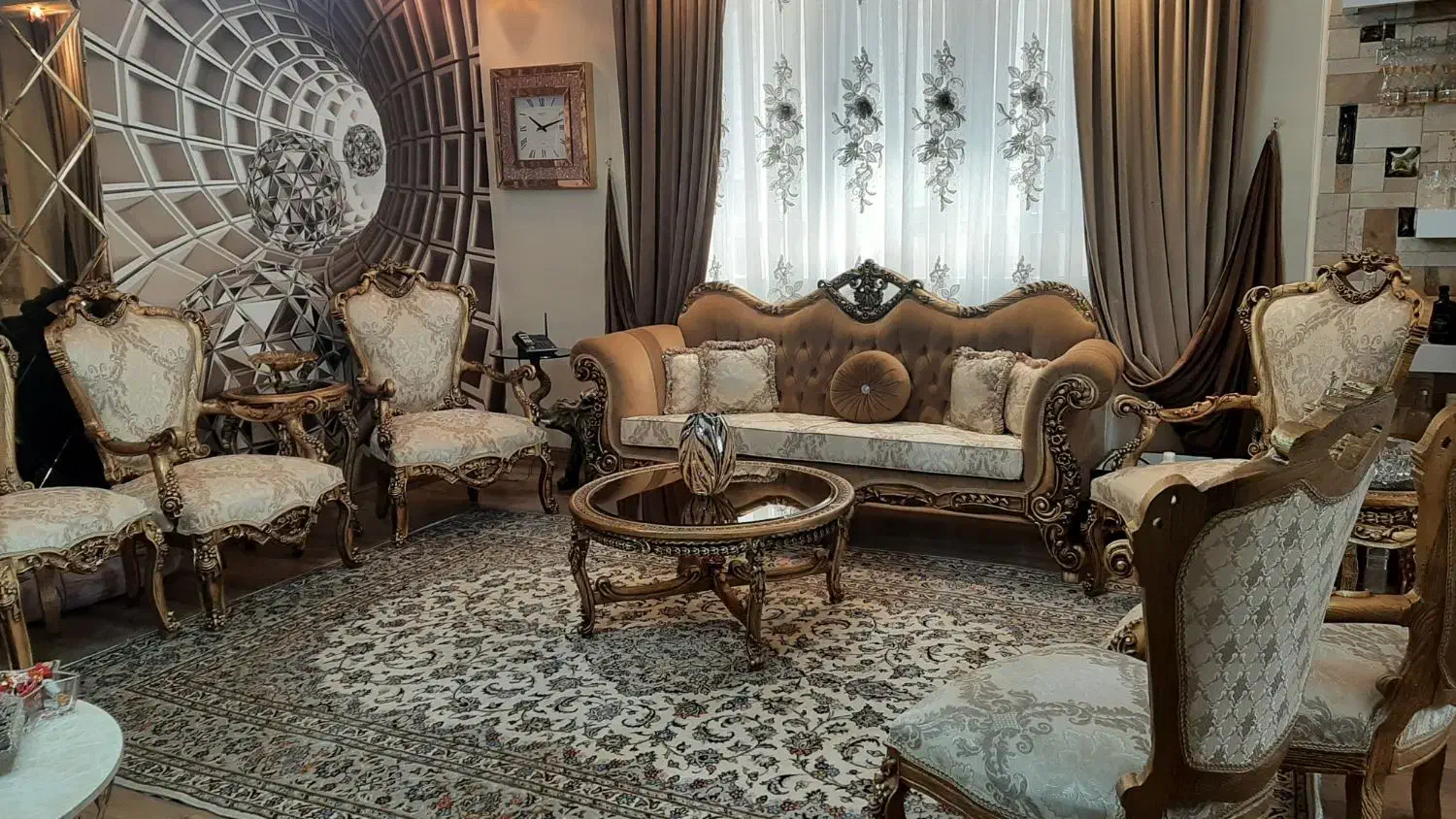 ست مبلمان ۹نفره با پرده وساعت نونو مناسب جهاز|حراج|تهران, کرمان|دیوار