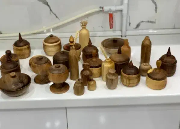 قندان و گلدان چوبی|ظروف سرو و پذیرایی|کرمانشاه, |دیوار