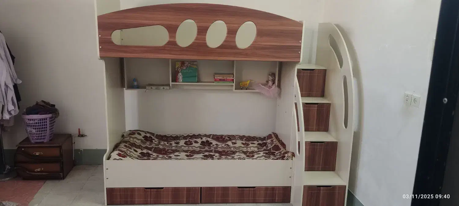 تختخواب دوطبقه کودک ونوجوان|تخت و سرویس خواب|قم, کلهری|دیوار