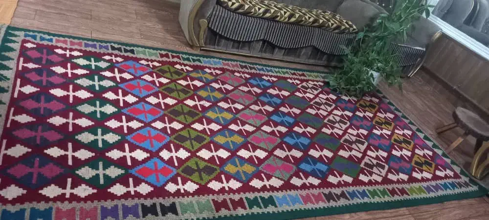 گلیم دست بافت نو نو نخ پشم|گلیم، جاجیم، گبه|شیراز, تندگویان|دیوار