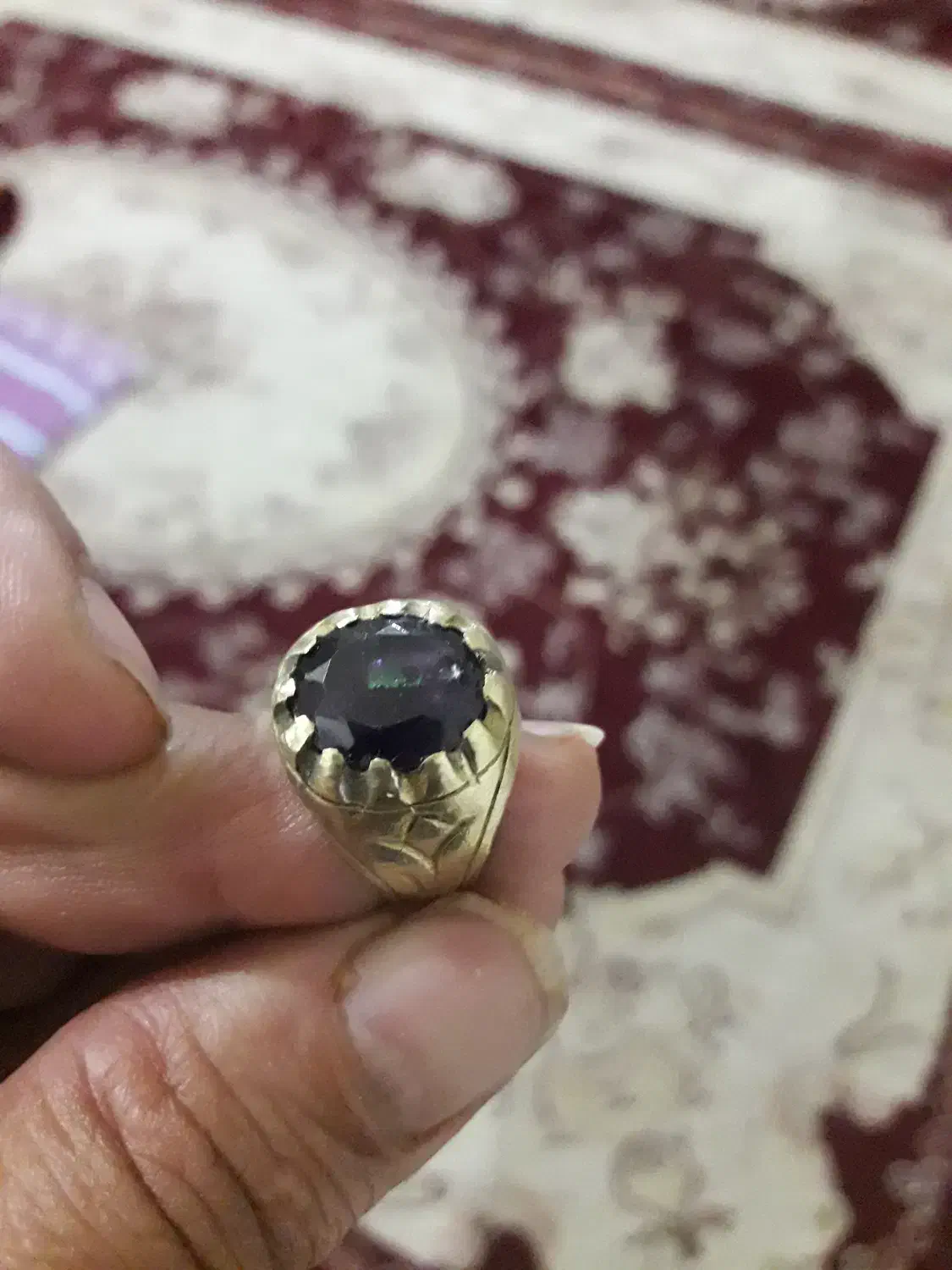 انگشتر رکاب کهنه کار دست اعیار پایین سنگ امیتیس|کلکسیون اشیاء عتیقه|رشت, بازار|دیوار