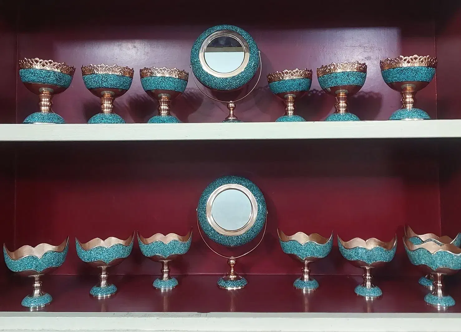 تعدادی ظروف فیروزه کوبی|صنایع دستی و سایر لوازم تزئینی|اصفهان, سرچشمه|دیوار